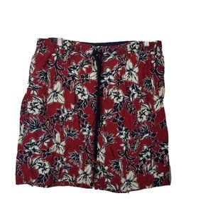SONOMA PRO-ACTIVE RED/NAVY FLORAL SWIM TRUNKS LARGE-EUC